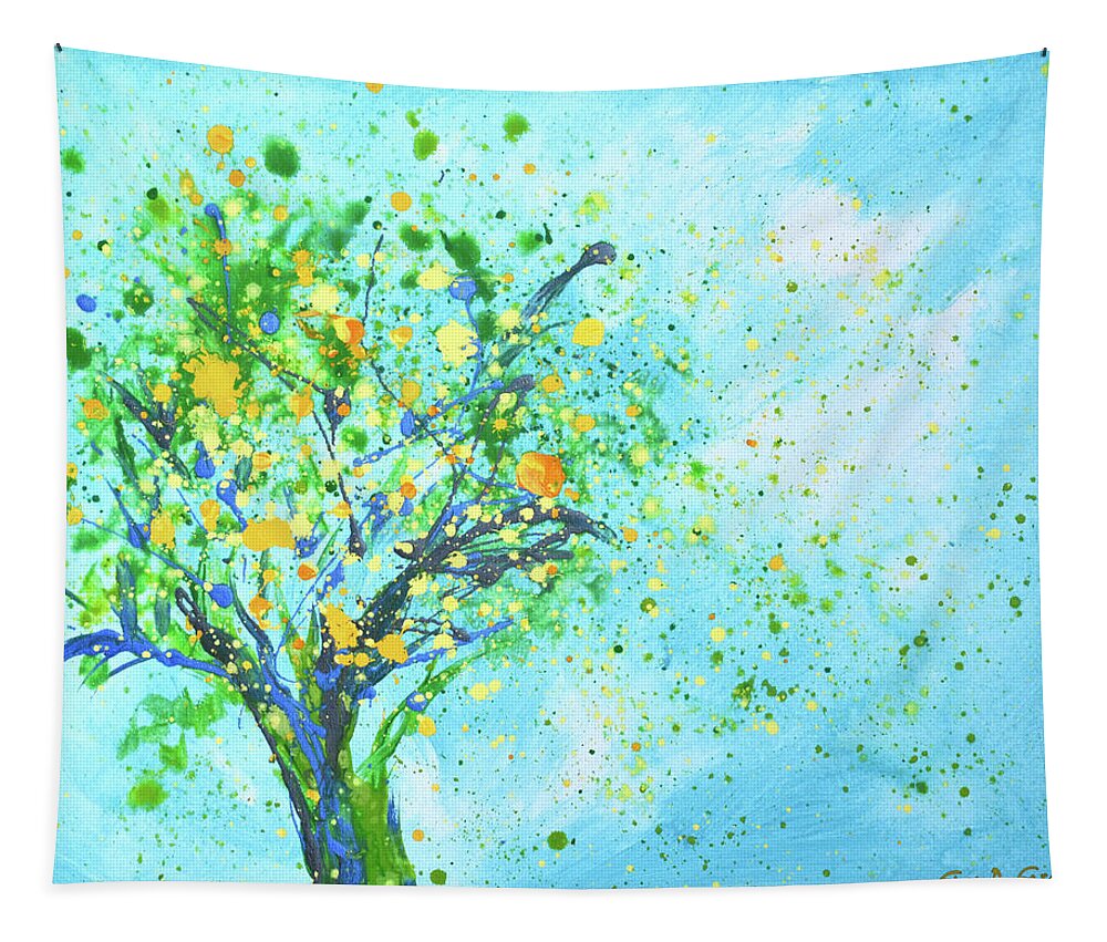 Tree Tapestry featuring the painting Orange Tree by Gina De Gorna