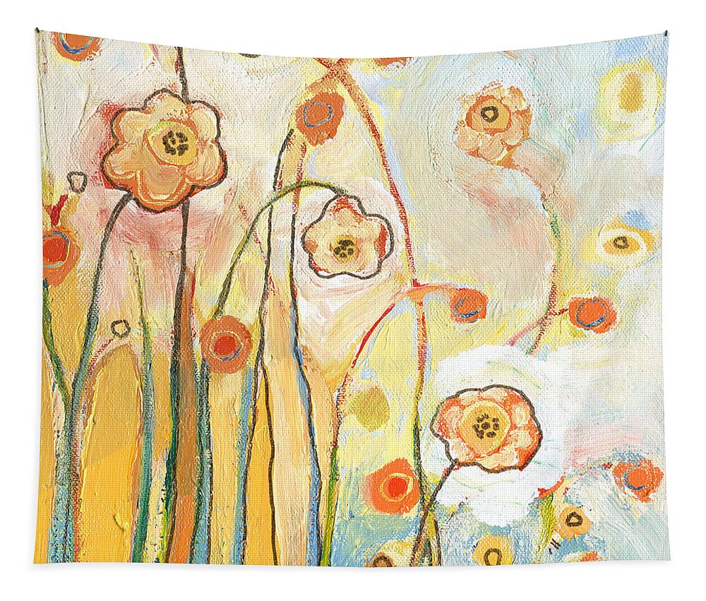 Floral Tapestry featuring the painting Orange Whimsy by Jennifer Lommers