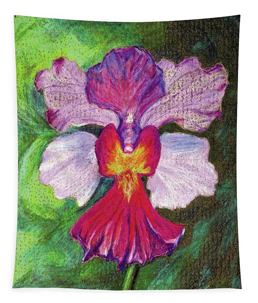 Orchid Tapestry featuring the drawing Orchid by Anne Katzeff