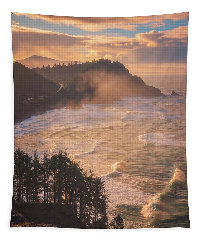 Oregon Tapestry featuring the photograph Oregon Coast Mist by Darren White