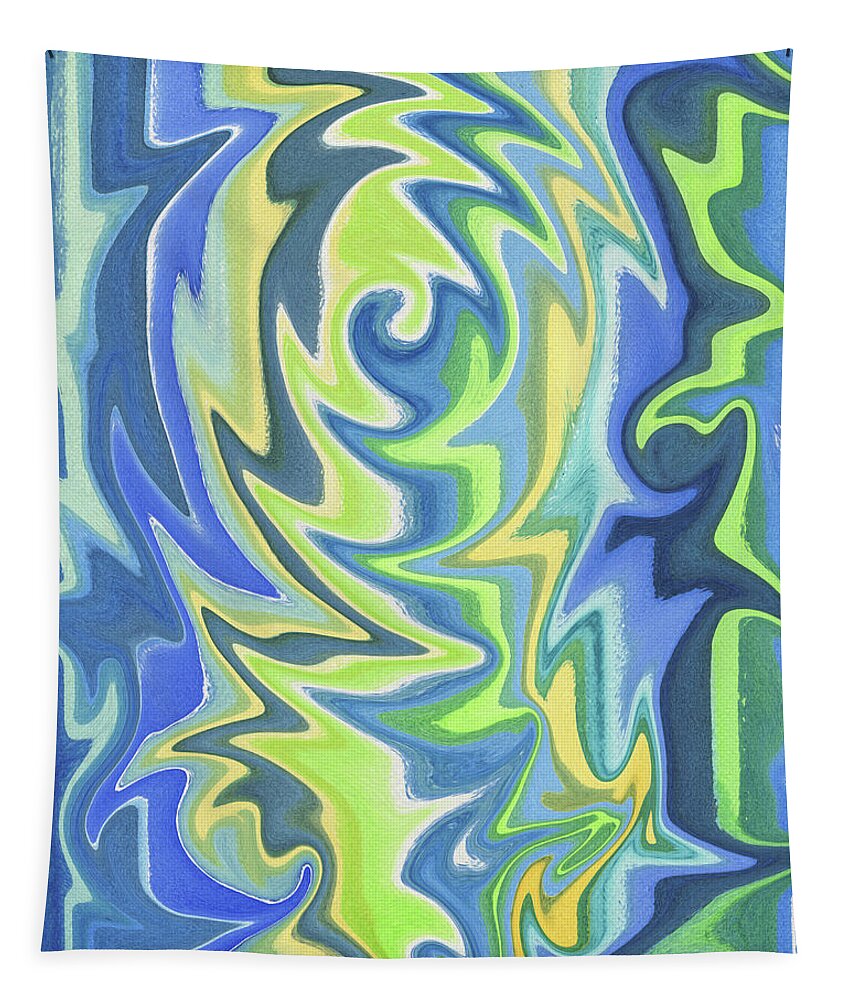 Abstract Tapestry featuring the painting Organic Abstract Swirls Cool Blues by Irina Sztukowski