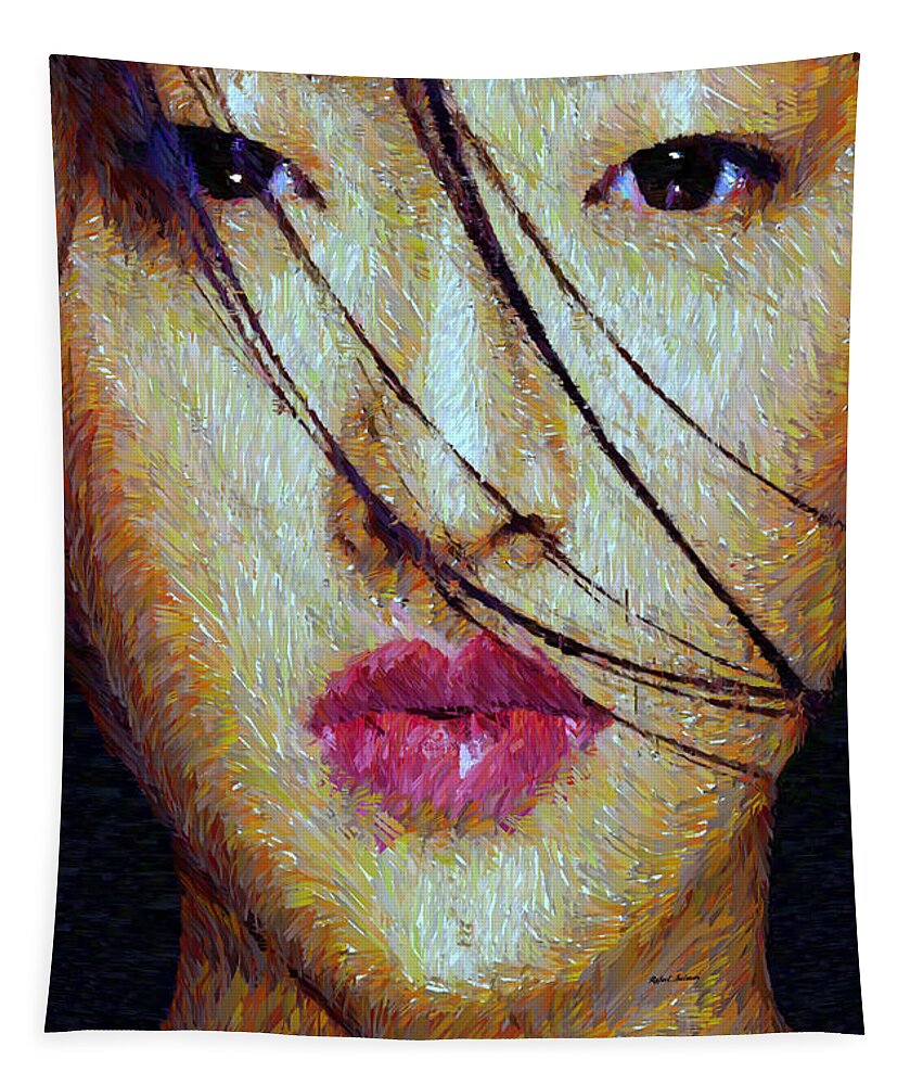 Rafael Salazar Tapestry featuring the mixed media Oriental Expression 0701 by Rafael Salazar