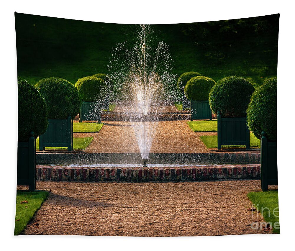 Gardenscape Tapestry featuring the photograph Ornamental Garden with Fountain by Heiko Koehrer-Wagner