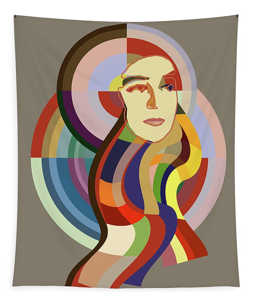 Sonia Delaunay Orphiste Tencc Tapestry featuring the digital art Orphiste - Pop Art Portrait of Sonia Delaunay by BFA Prints