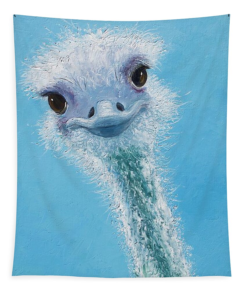 Ostrich Tapestry featuring the painting Ostrich Painting by Jan Matson
