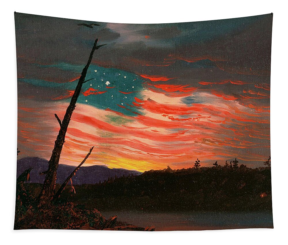 American Civil War Tapestry featuring the painting Our Banner in Sky by Frederic Edwin Church