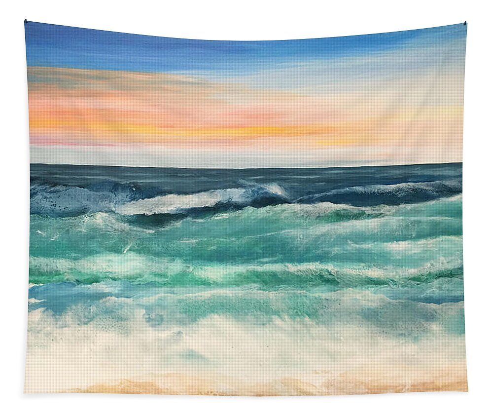 Ocean Tapestry featuring the painting Our Day At The Beach by Linda Bailey