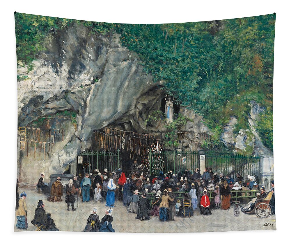 Francisco Oller Tapestry featuring the painting Our Lady of Lourdes by Francisco Oller