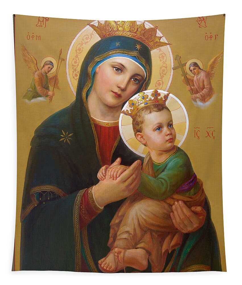 Perpetual Help Tapestry featuring the painting Our Lady Of Perpetual Help - Perpetuo Socorro by Svitozar Nenyuk