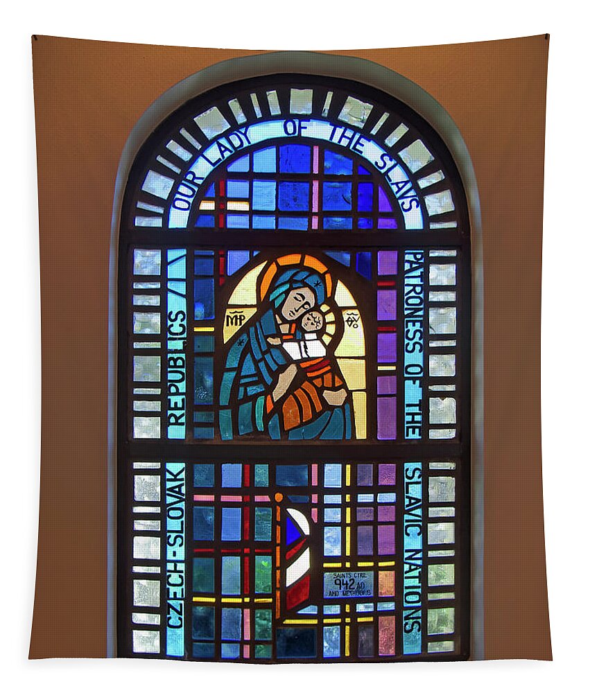 Stained Glass Window Tapestry featuring the photograph Our Lady of the Slavs by Sally Weigand