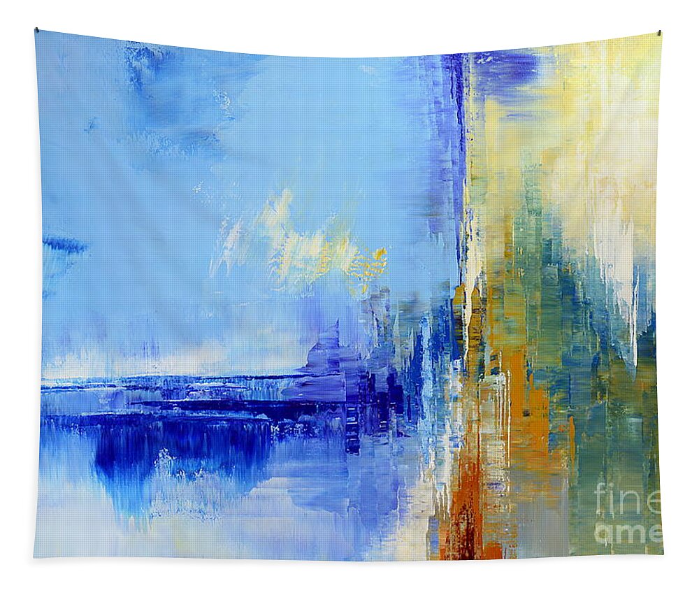 Abstract Tapestry featuring the painting Out of the Blue by Tatiana Iliina