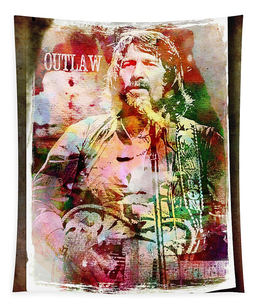 Waylon Jennings Tapestry featuring the digital art Outlaw by Mal Bray