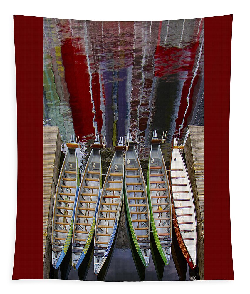 Boat Tapestry featuring the photograph Outrigger Canoe Boats And Water Reflection by Ben and Raisa Gertsberg