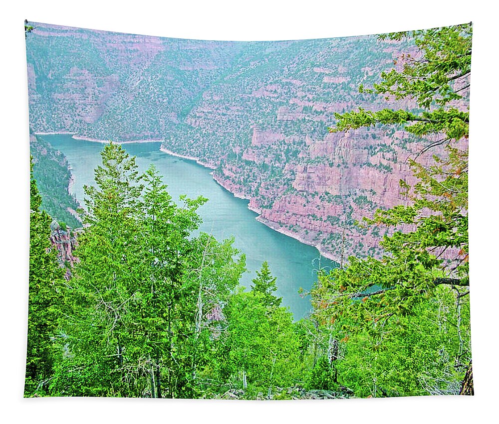 Overlooking Red Canyon In Flaming Gorge National Recreation Area Tapestry featuring the photograph Overlooking Red Canyon in Flaming Gorge National Recreation Area, Utah by Ruth Hager