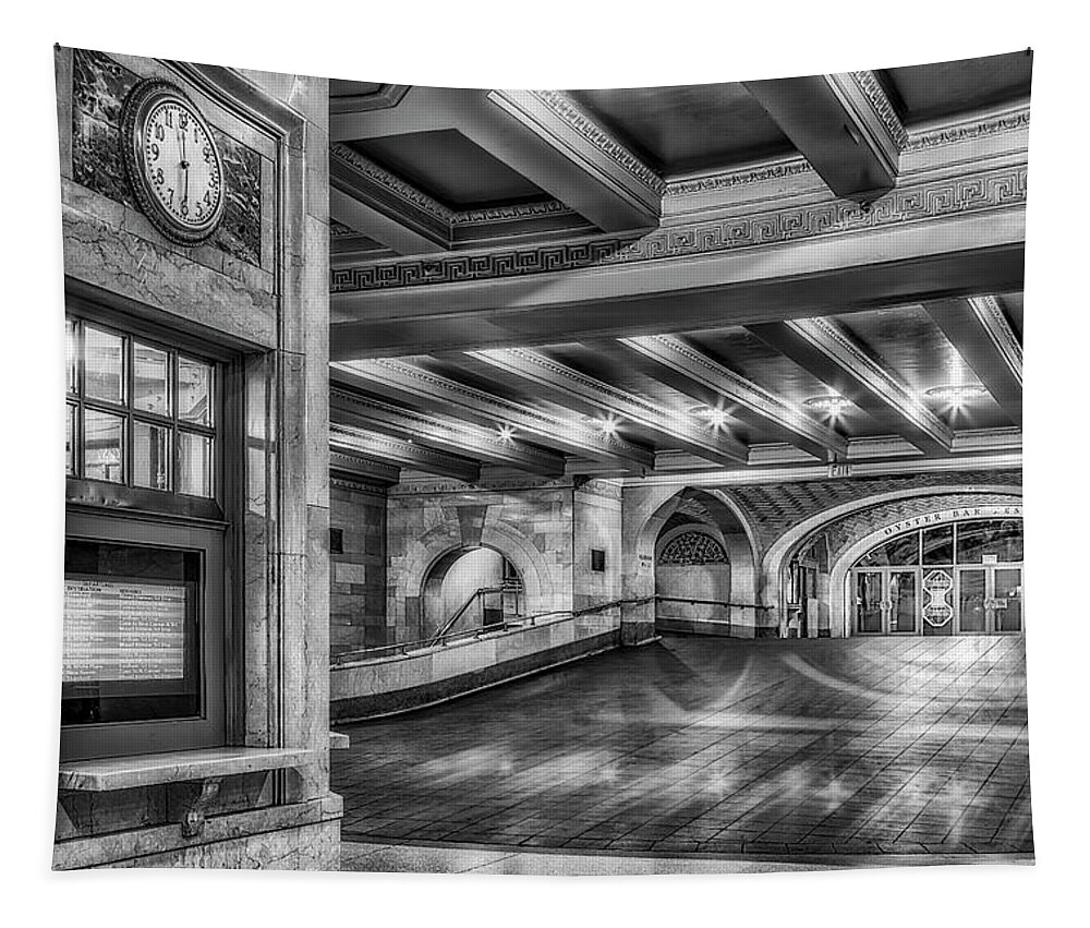 Grand Central Terminal Tapestry featuring the photograph Oyster Bar Restaurant GCT NYC BW by Susan Candelario