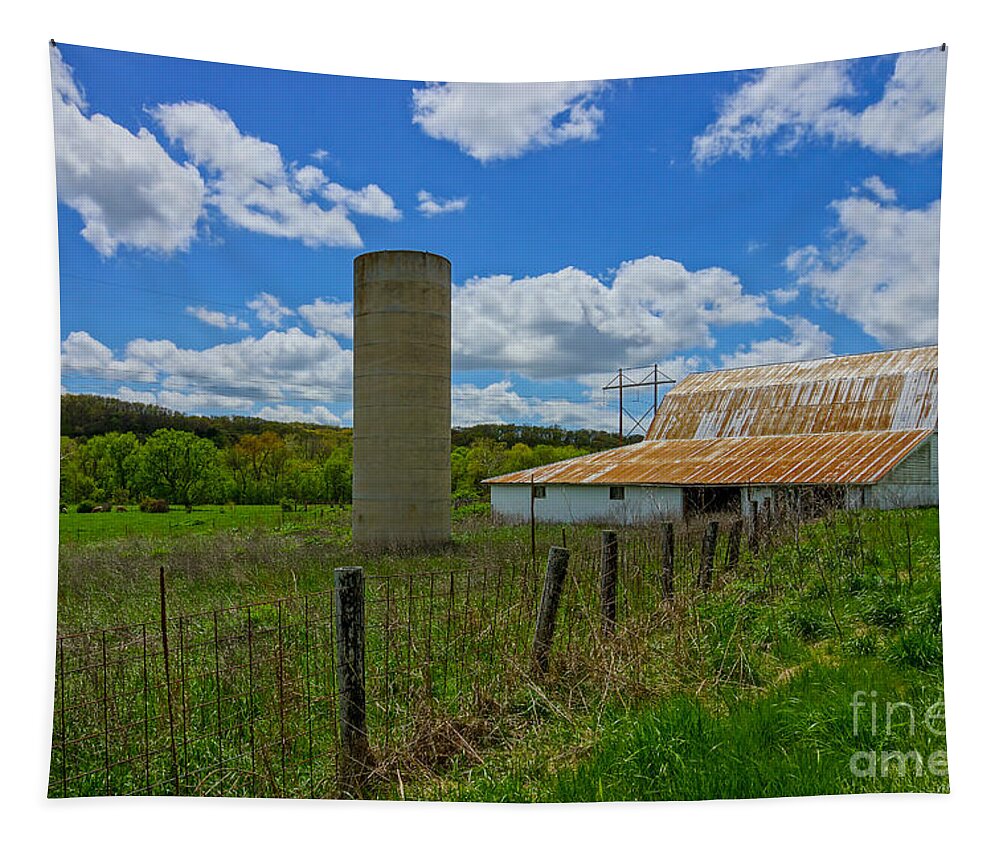 Barn Tapestry featuring the photograph Ozarks Old Barn and Silo by Jennifer White