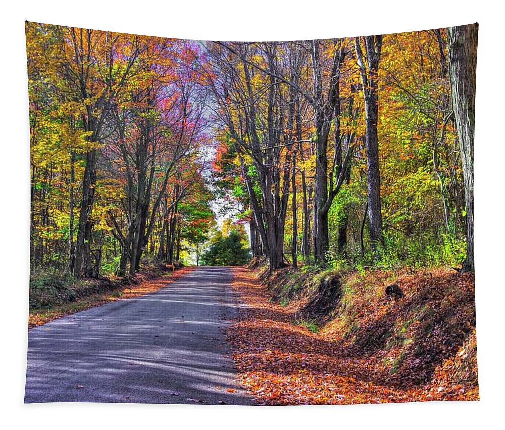 Pennsylvania Tapestry featuring the photograph PA Country Roads - Autumn Colorfest No. 2 - Hallway of Color - Laurel Highlands, Somerset County by Michael Mazaika