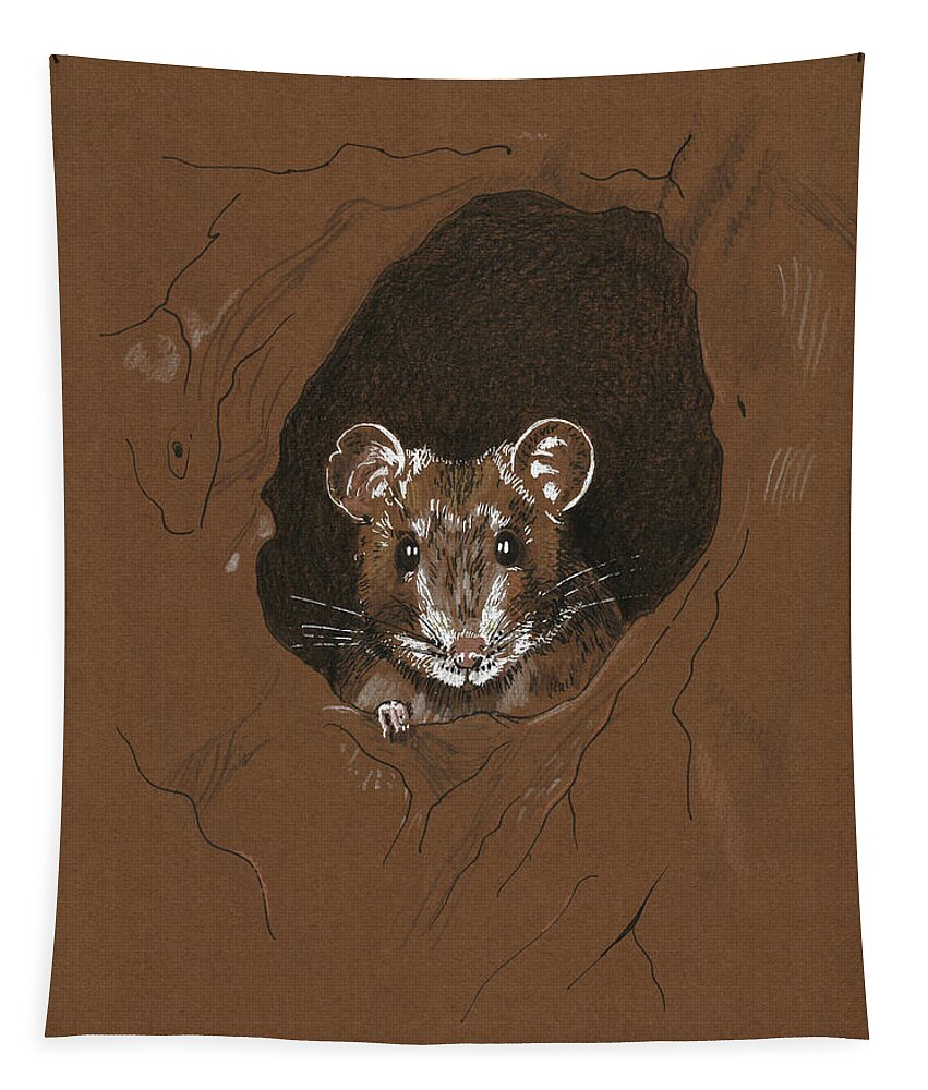 Mouse Tapestry featuring the painting Pack Rat by Masha Batkova