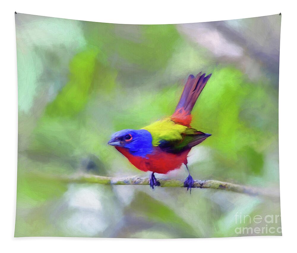 Painted Bunting Tapestry featuring the photograph Painted Bunting by Kerri Farley