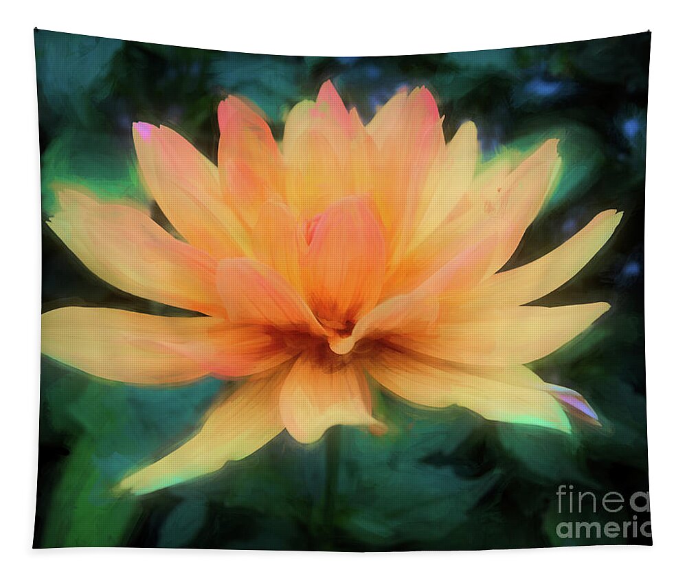 Dahlia Tapestry featuring the photograph Painted Tangerine Dahlia by Anita Pollak