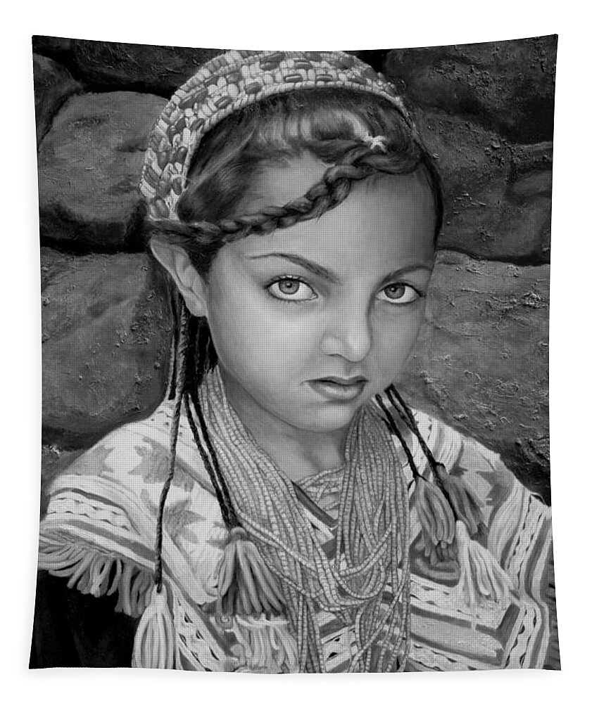 People Portraits Tapestry featuring the painting Pakistani Girl by Portraits By NC