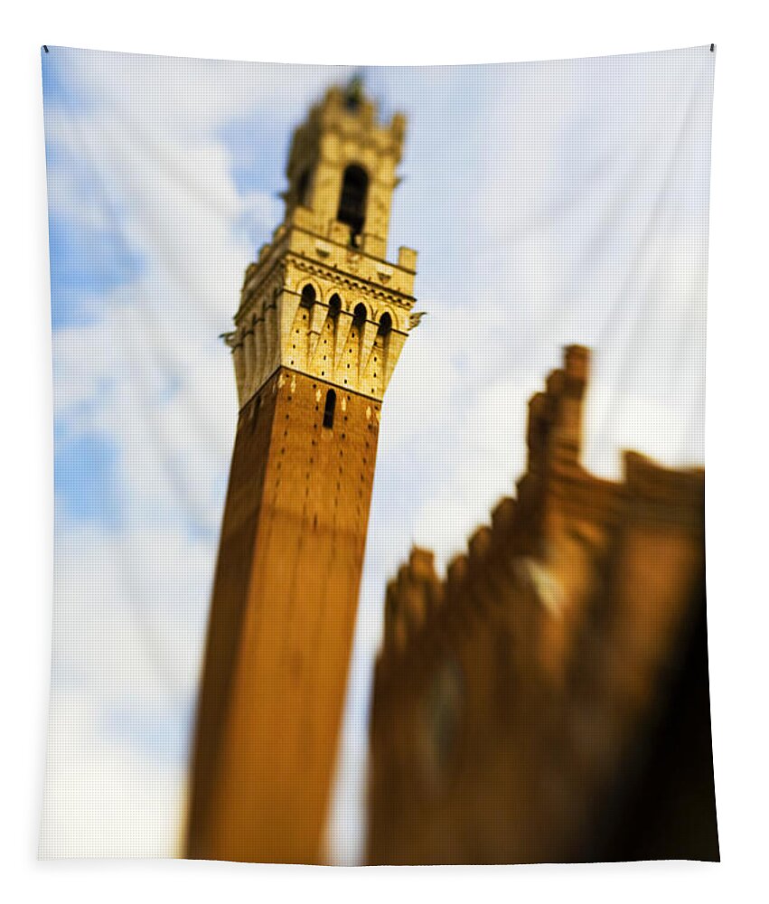 Palazzo Pubblico Tapestry featuring the photograph Palazzo Pubblico Tower Siena Italy by Marilyn Hunt