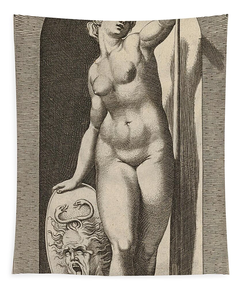 Giovanni Jacopo Caraglio Tapestry featuring the drawing Pallas Athena by Giovanni Jacopo Caraglio