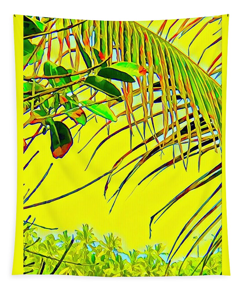 #flowersofaloha #palmfragment #yellow Tapestry featuring the photograph Palm Fragment in Yellow by Joalene Young
