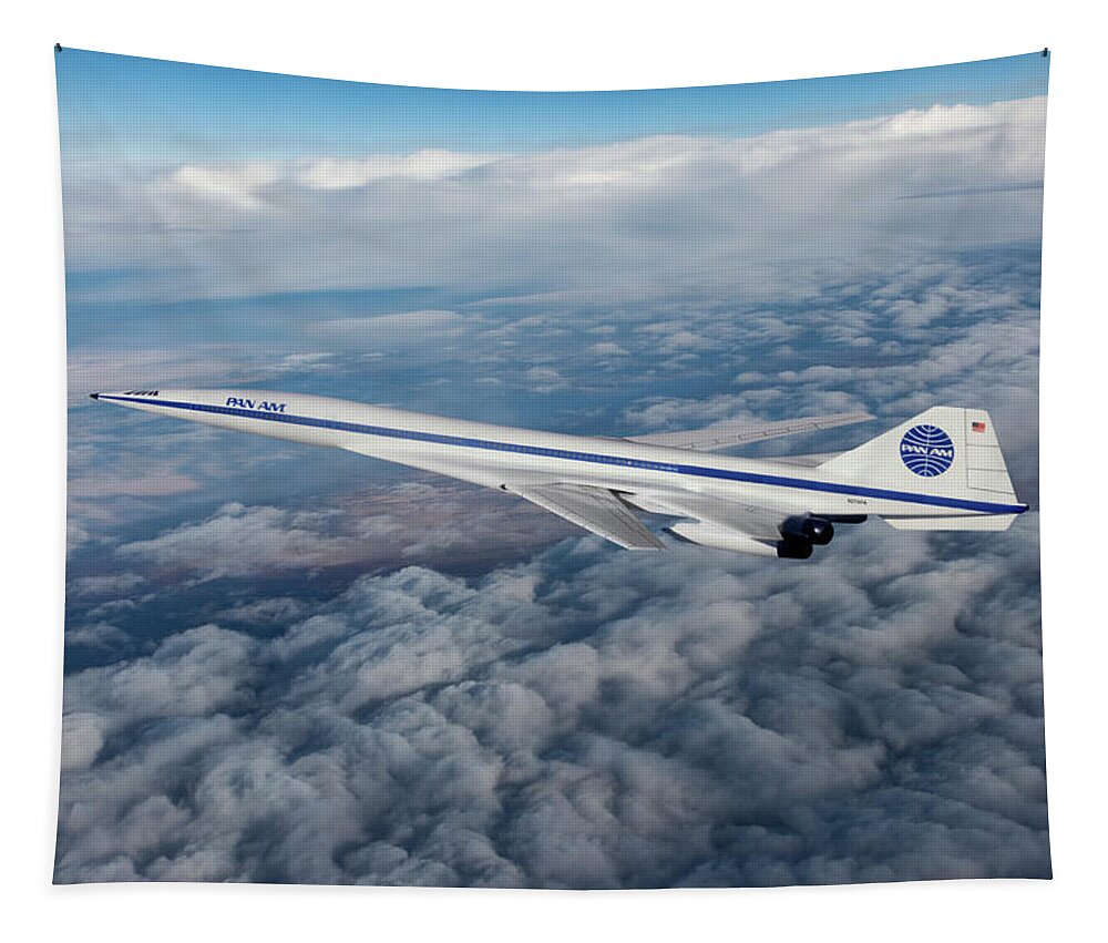 Pan American World Airways Tapestry featuring the digital art Pan American Supersonic Transport by Erik Simonsen