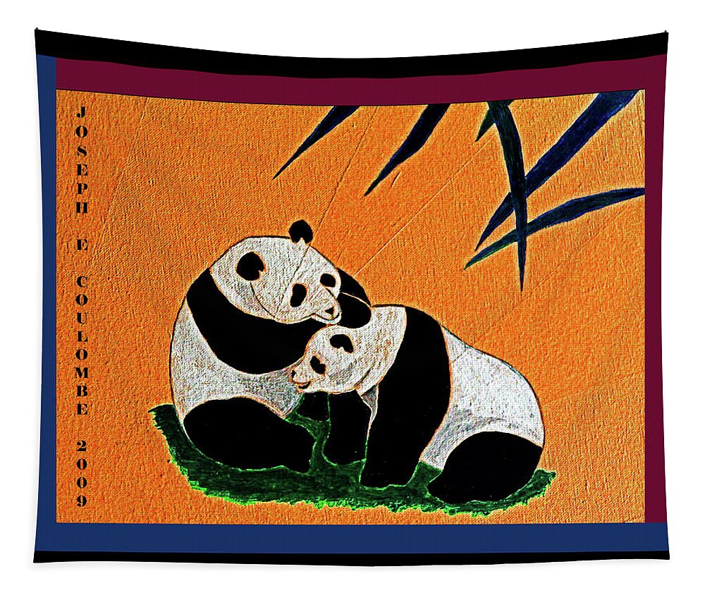 Panda Bears Tapestry featuring the painting Panda Friends by Joseph Coulombe