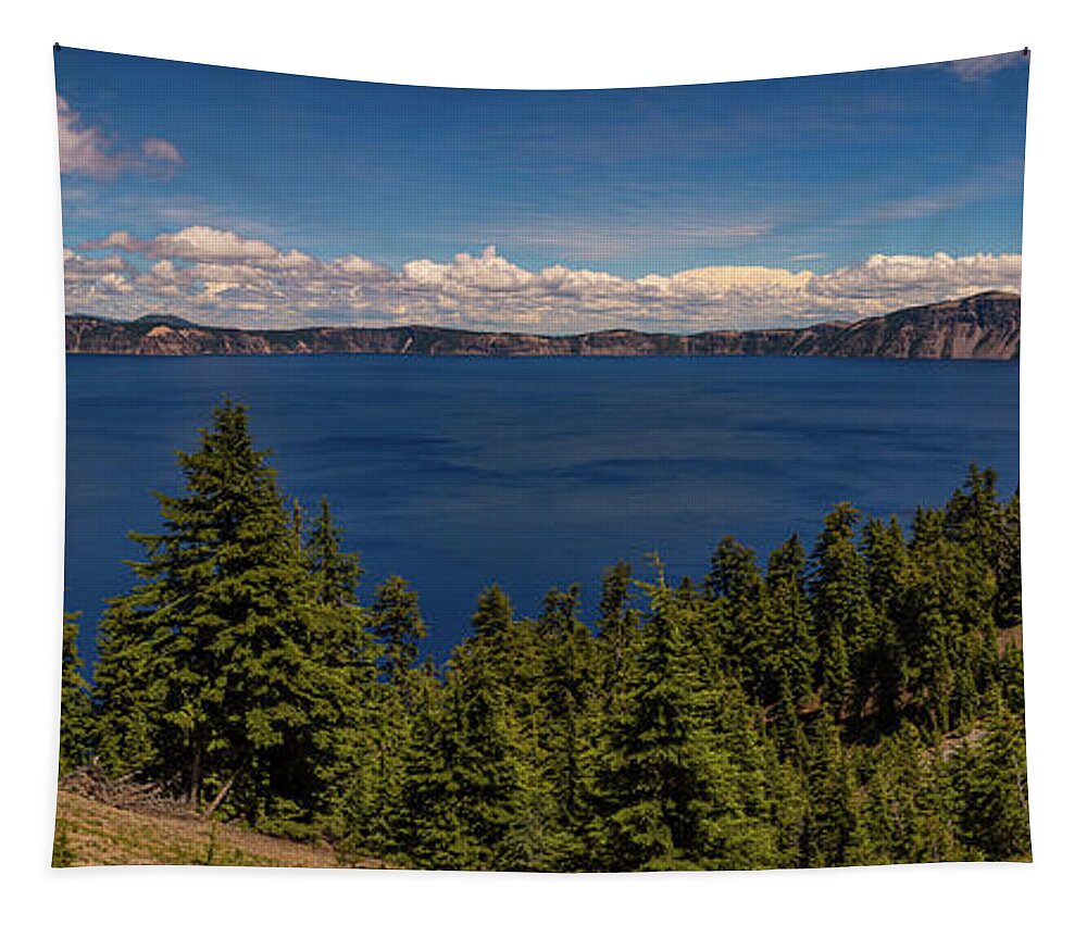 National Park Tapestry featuring the photograph Panorama of Crater Lake by Brenda Jacobs