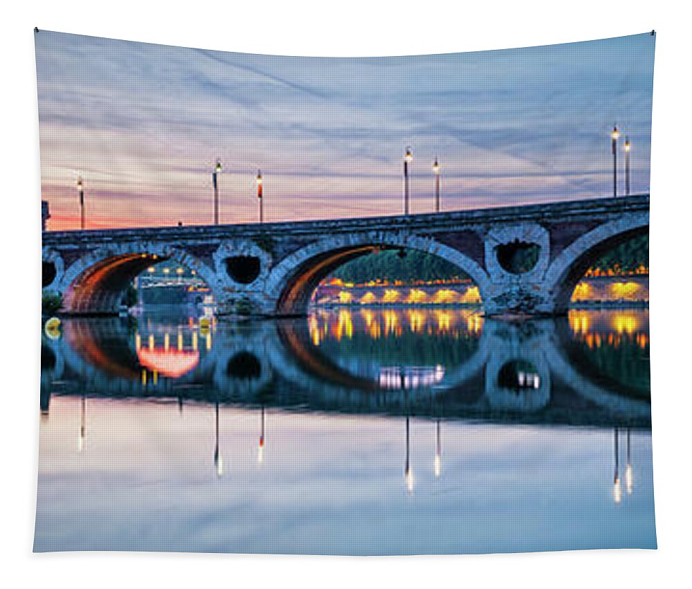 Pont Neuf Tapestry featuring the photograph Panorama of Pont Neuf in Toulouse by Elena Elisseeva