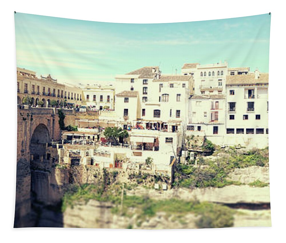 Rondo Tapestry featuring the photograph panorama of Rondo in Spain by Ariadna De Raadt
