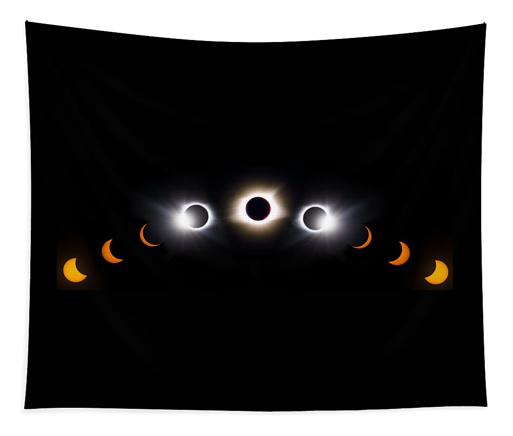 08 21 2017 Tapestry featuring the photograph Panorama Total Eclipse T Shirt Art Phases by Debra and Dave Vanderlaan