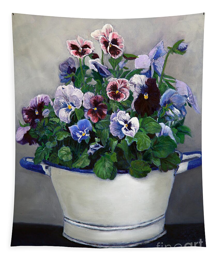 Painting Tapestry featuring the painting Pansies by Portraits By NC