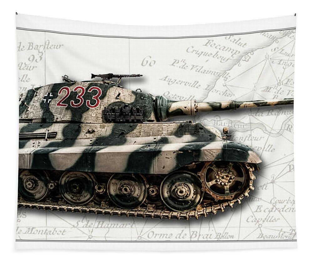 Panzer Vi Tapestry featuring the photograph Panzer Tiger II Side W BG by Weston Westmoreland