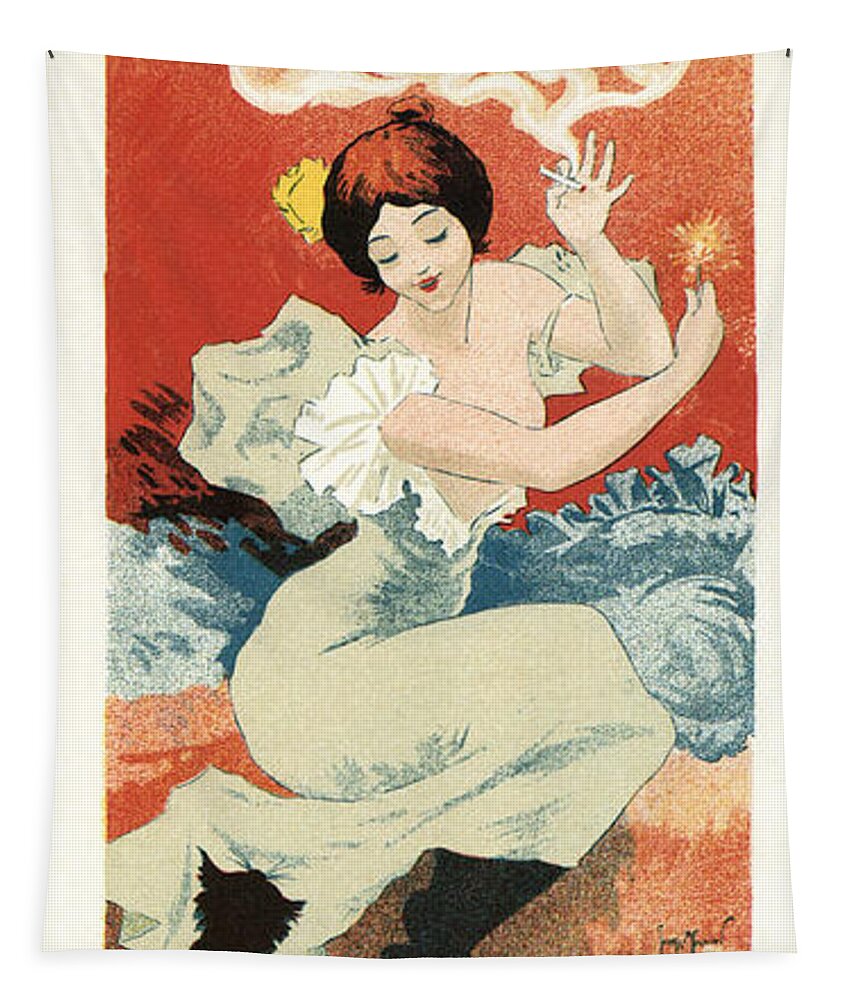 Vintage Tapestry featuring the mixed media Papier a Cigarettes Job - Tobacco - Vintage Advertising Poster by Studio Grafiikka