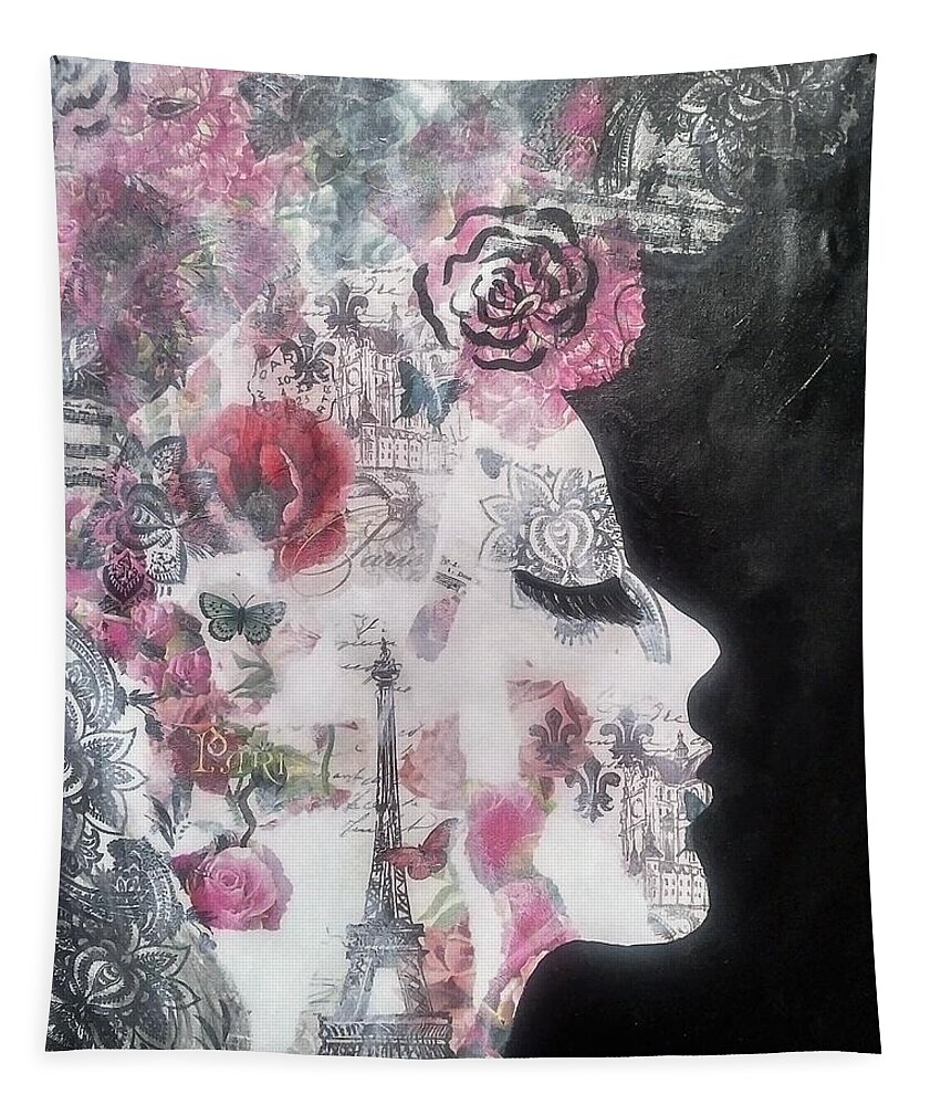 Paris Tapestry featuring the painting Paris Lady in Spring by Lynne McQueen