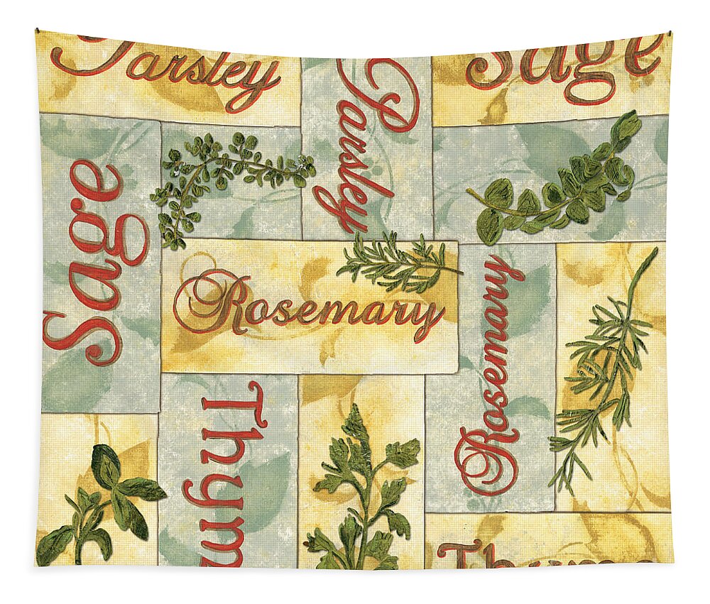 Parsley Tapestry featuring the painting Parsley Collage by Debbie DeWitt