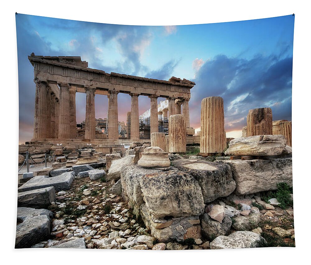 Art Tapestry featuring the photograph Parthenon of Acropolis by Yhun Suarez