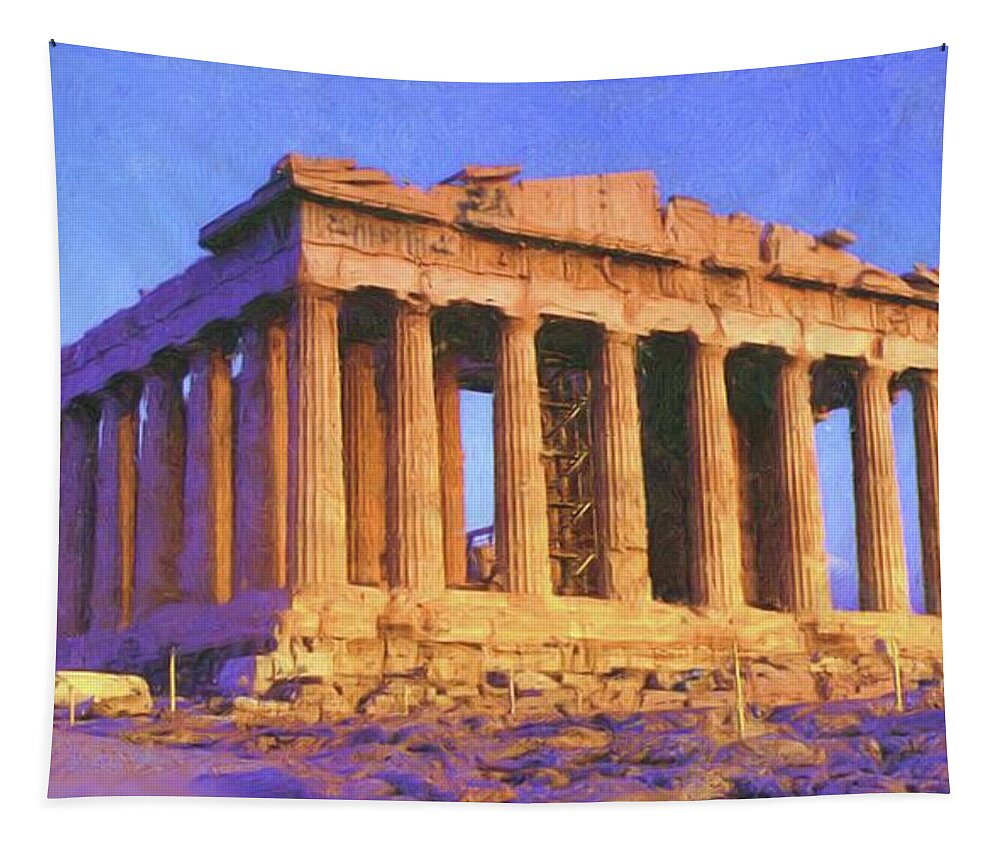 Parthenon Tapestry featuring the painting Parthenon by Troy Caperton