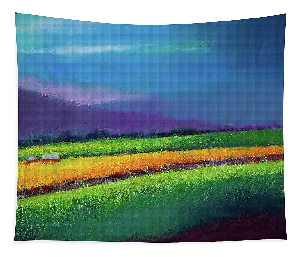 Passing Rain Tapestry featuring the pastel Passing Rain by David Patterson