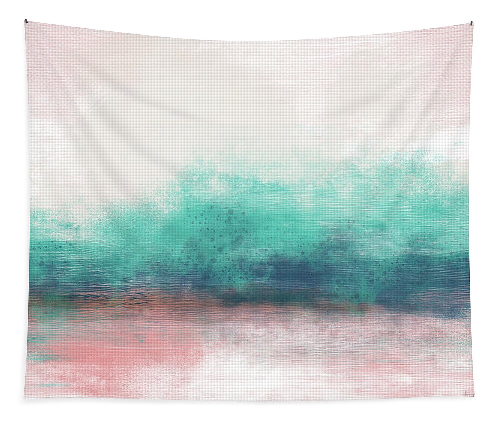 Abstract Tapestry featuring the painting Pastel Coastal Escape- Art by Linda Woods by Linda Woods