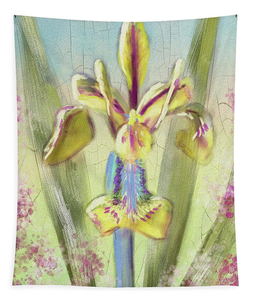 Iris Tapestry featuring the digital art Pastel Iris by Lois Bryan
