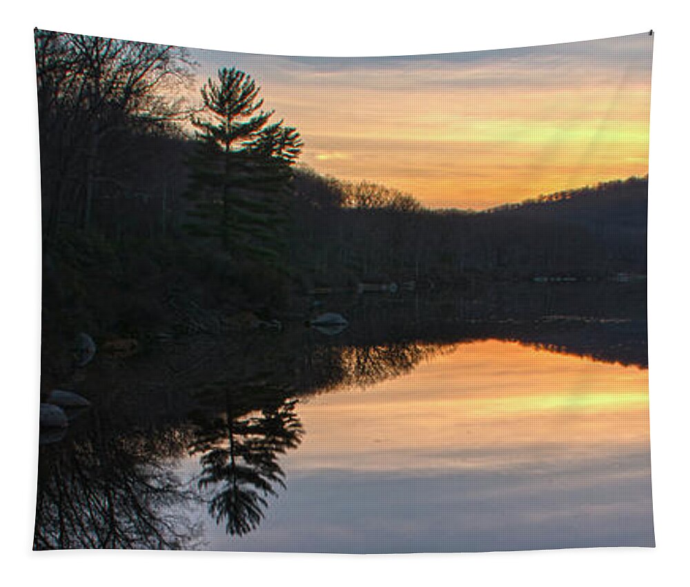 Dusk Tapestry featuring the photograph Pastel Reflections With Pine Tree by Angelo Marcialis