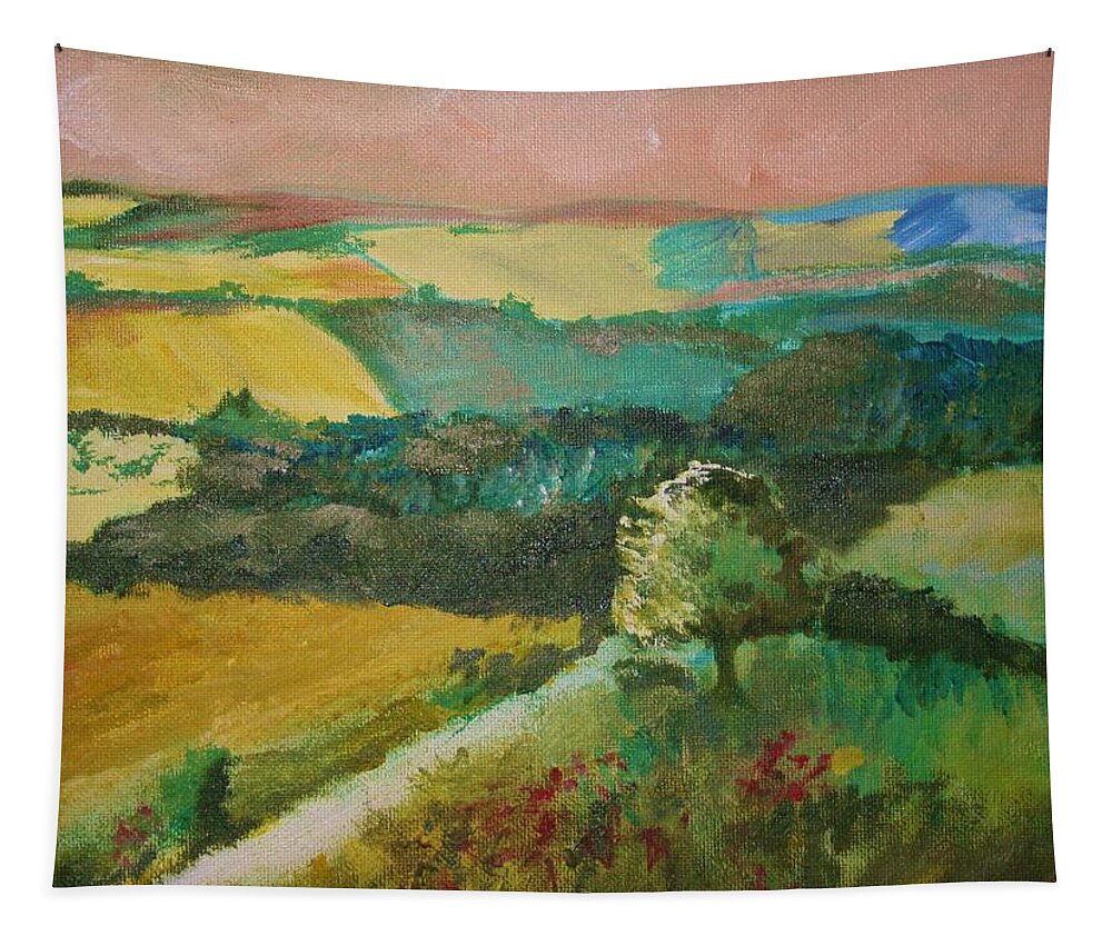 Landscape Tapestry featuring the painting Patchwork by Julie Lueders 