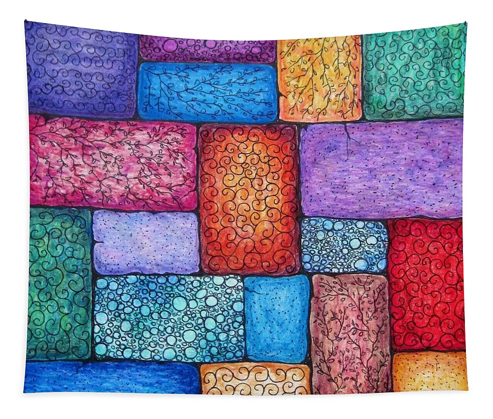 Abstracts Tapestry featuring the drawing Patchwork by Megan Walsh