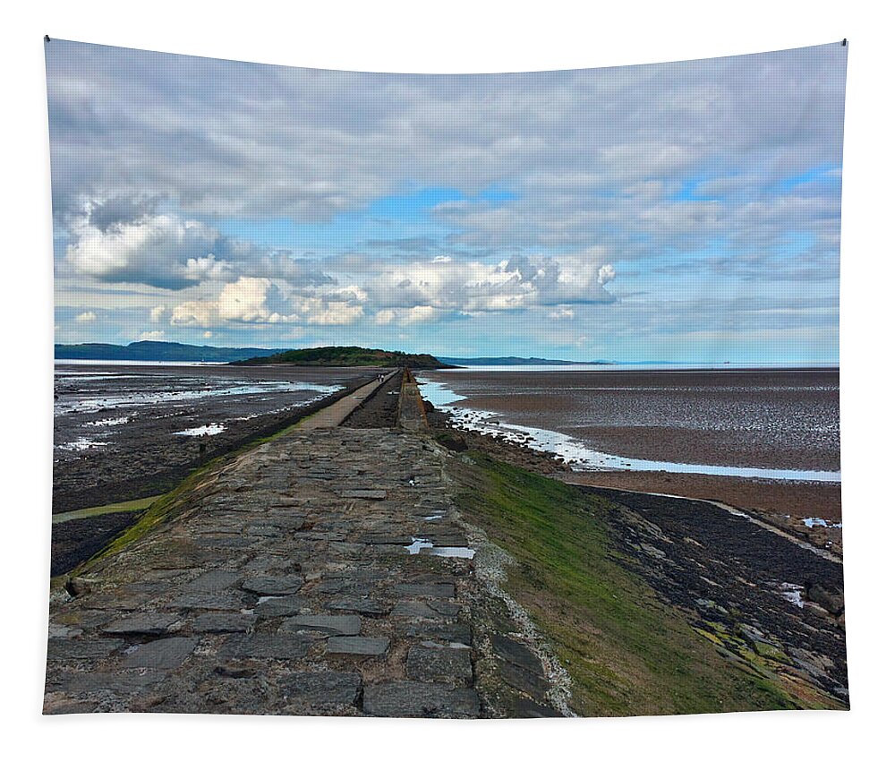 Cramond Island Tapestry featuring the photograph Path to Cramond Island by William Slider
