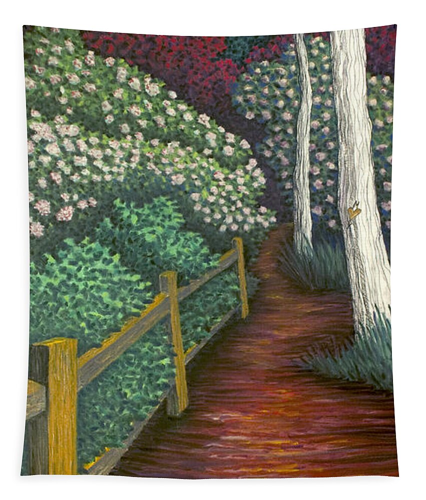 Pathway Tapestry featuring the pastel Pathway Home through Mountain Laurel Blooms by Michele Fritz