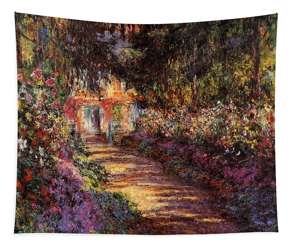 French Tapestry featuring the painting Pathway in Monet's Garden by Claude Monet